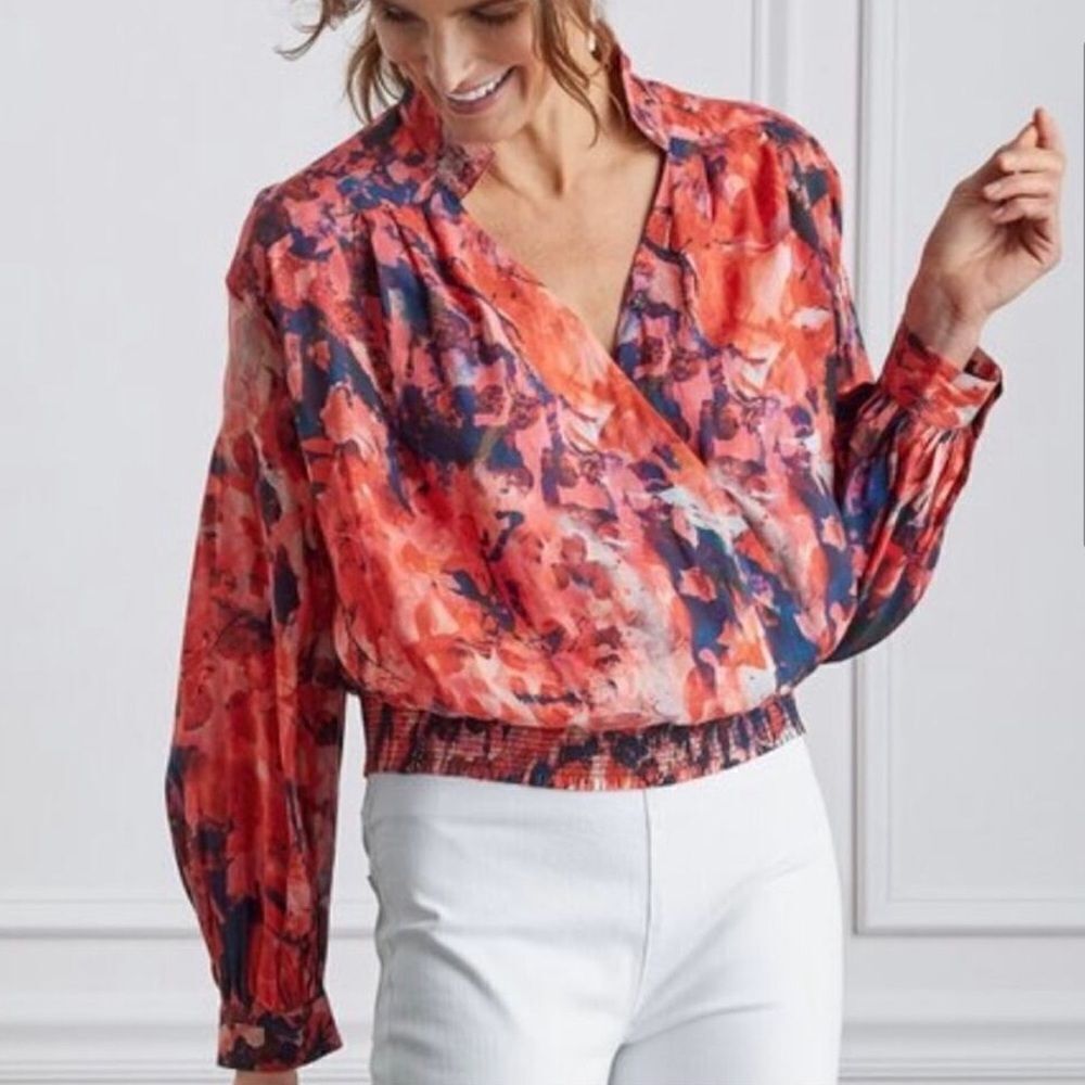 Soft Surroundings Roija Wrap Blouse Red